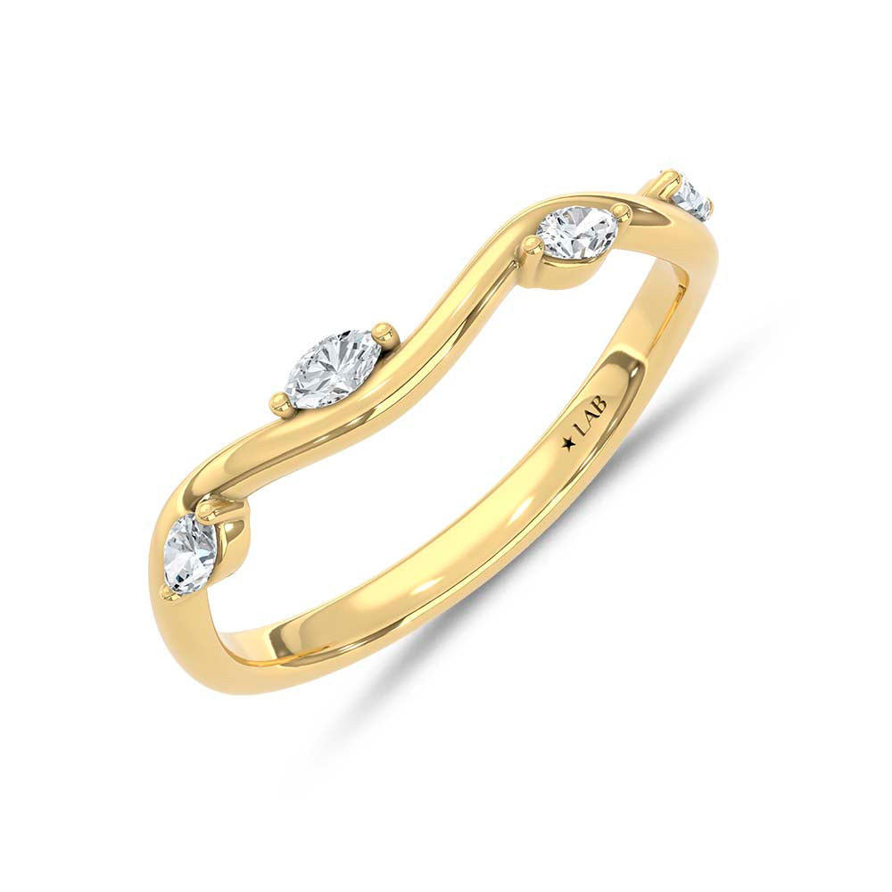14K 0.13DTW Lab Diamond Marquise Wave Wedding Band
