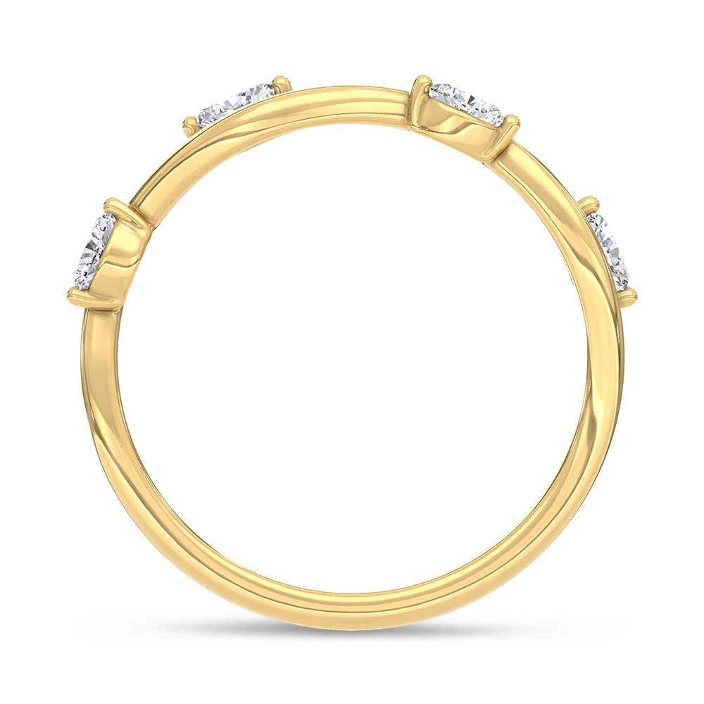 14K 0.13DTW Lab Diamond Marquise Wave Wedding Band