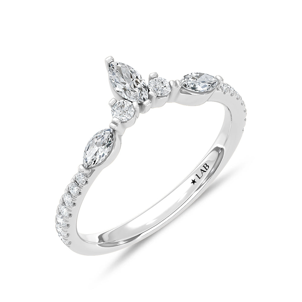 14K Lab Diamond Curved Wedding Band