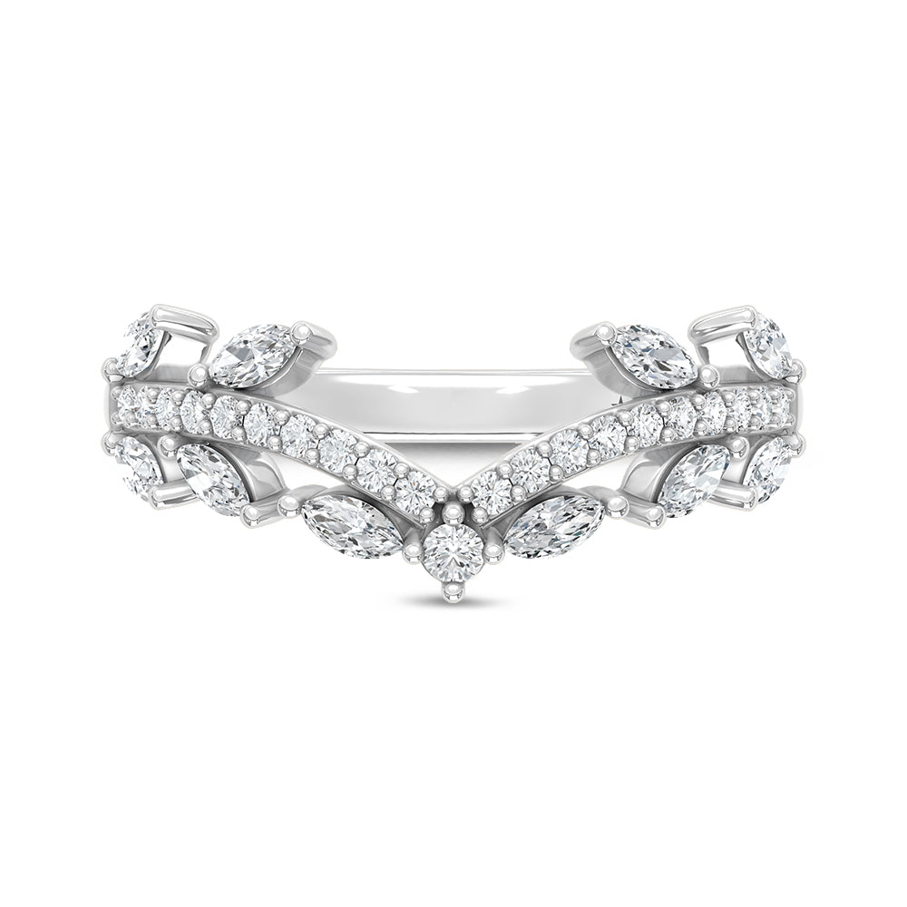 14K Lab Diamond Chevron Wedding Band