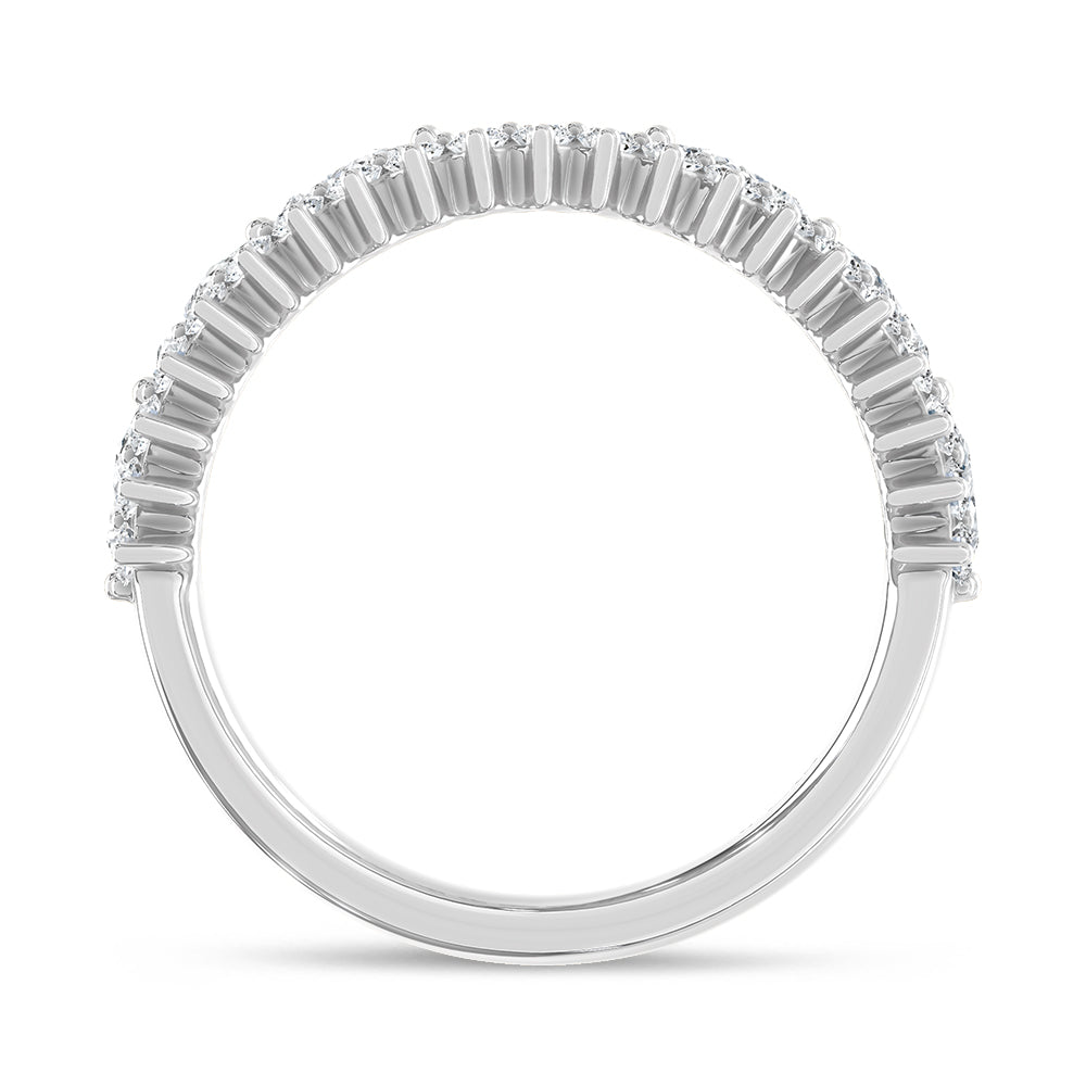 14K Lab Diamond Three Row Wedding Band