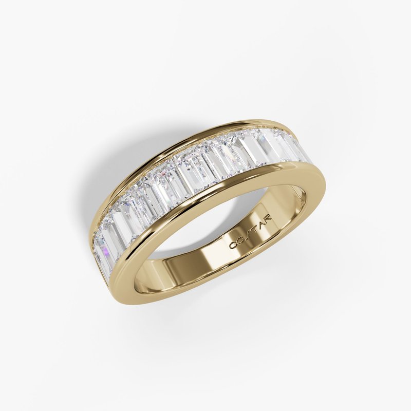 14 Karat Yellow Gold Baguette Diamond Wedding Band | Joe Kassab Jewelers