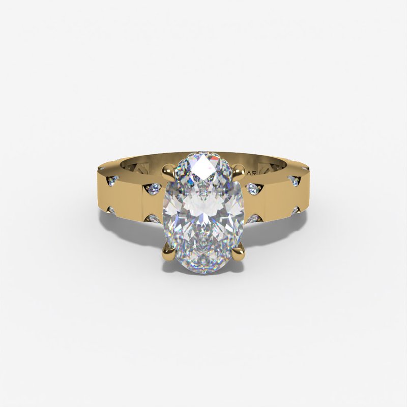 14 Karat Yellow Gold Hidden Halo Engagement Ring | Joe Kassab Jewelers