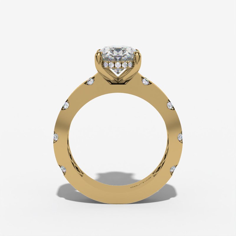 14 Karat Yellow Gold Hidden Halo Engagement Ring | Joe Kassab Jewelers