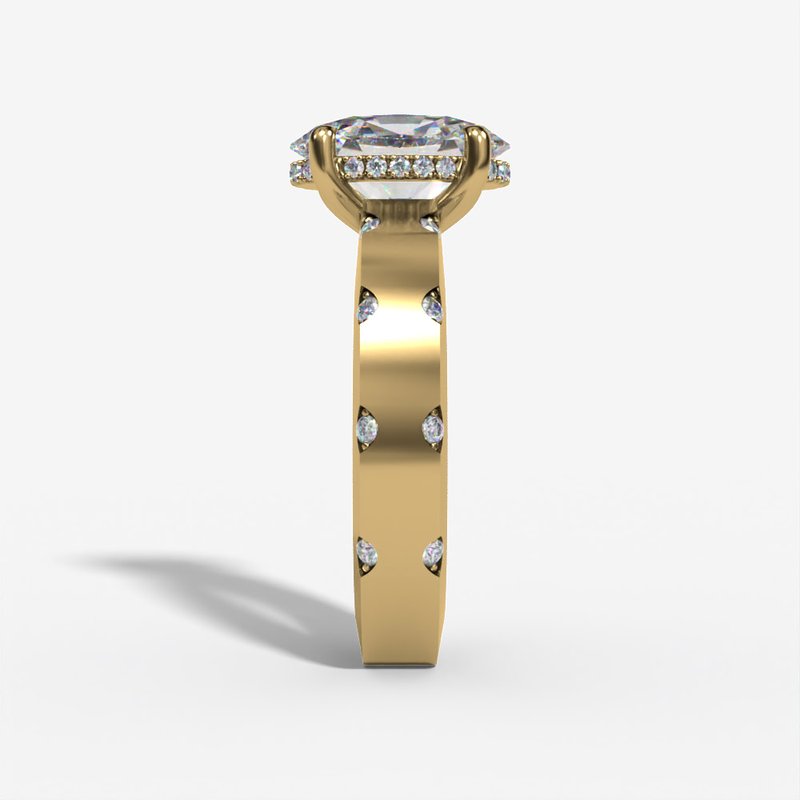 14 Karat Yellow Gold Hidden Halo Engagement Ring | Joe Kassab Jewelers