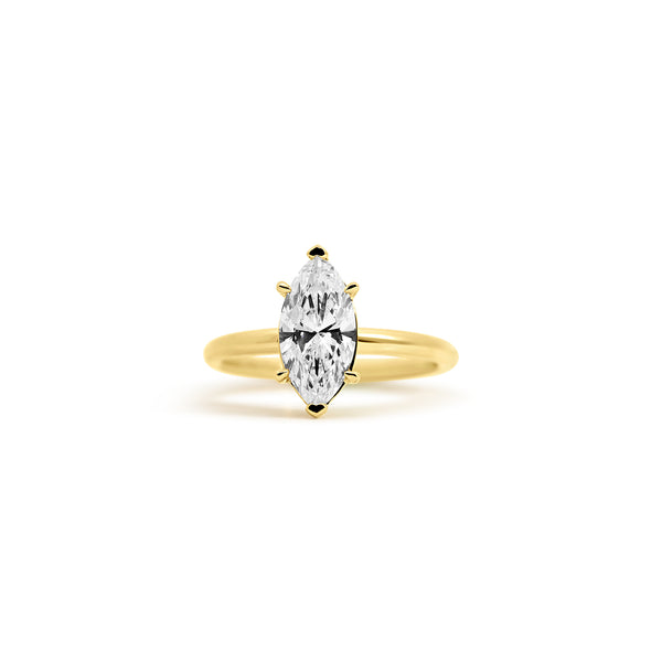 18K Yellow Gold Marquise Lab-Grown Diamond Engagement Ring with Hidden Halo