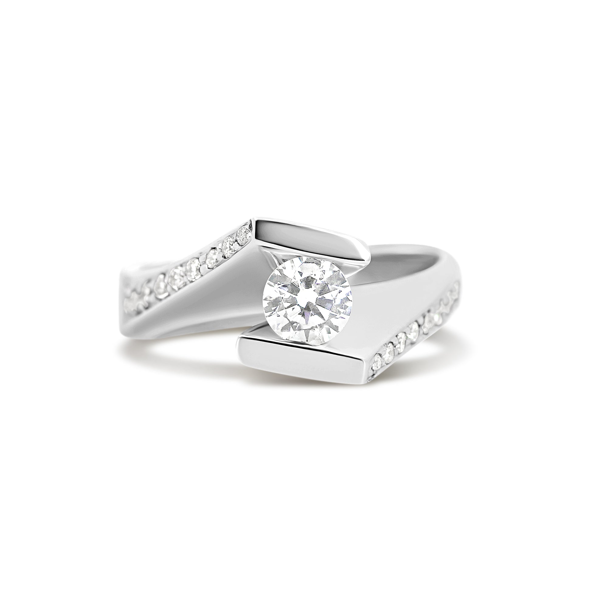 14K Contemporary Bypass Semi-Mount Engagement Ring