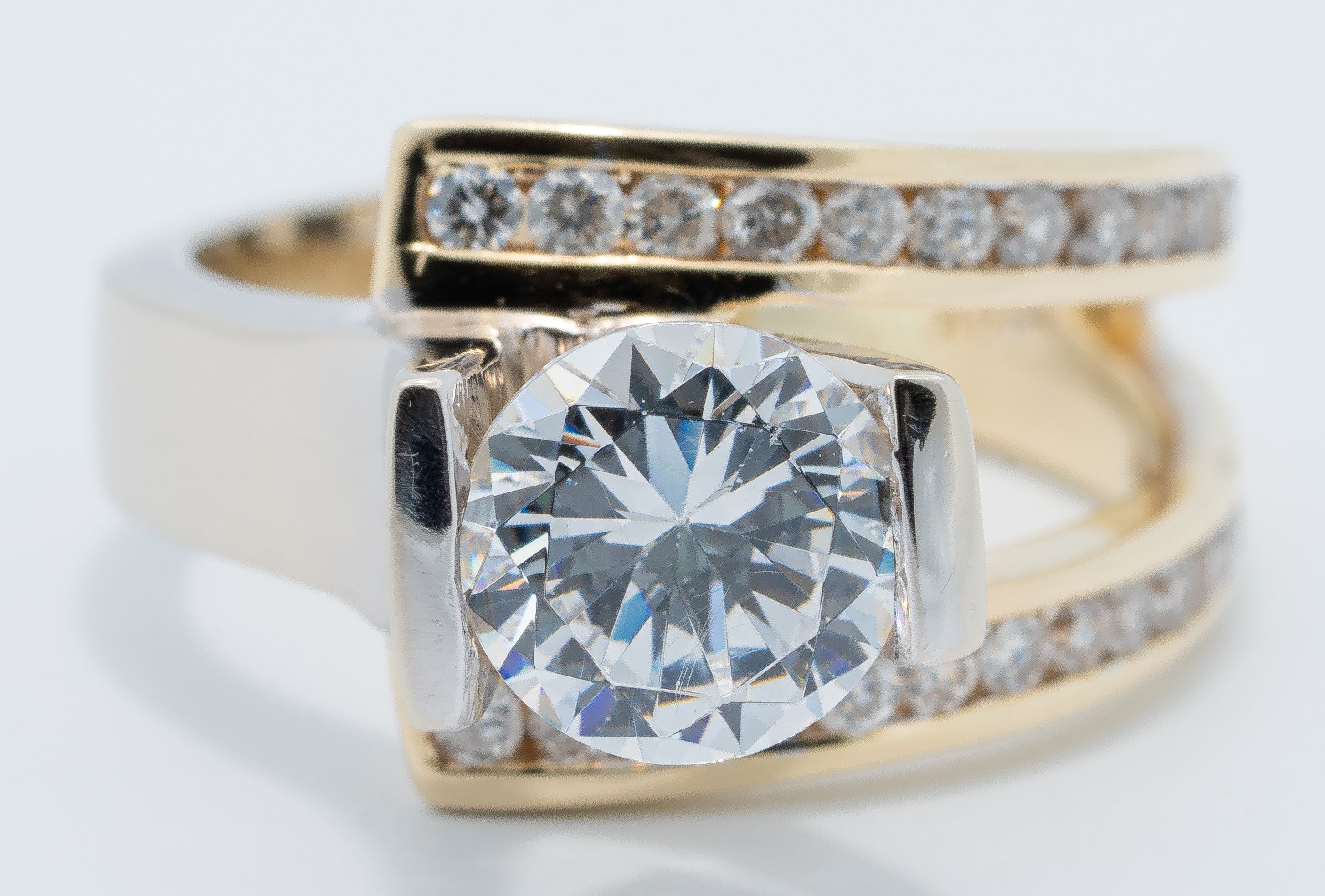 14 Karat Two-Tone Modern Channel Set Engagement Ring