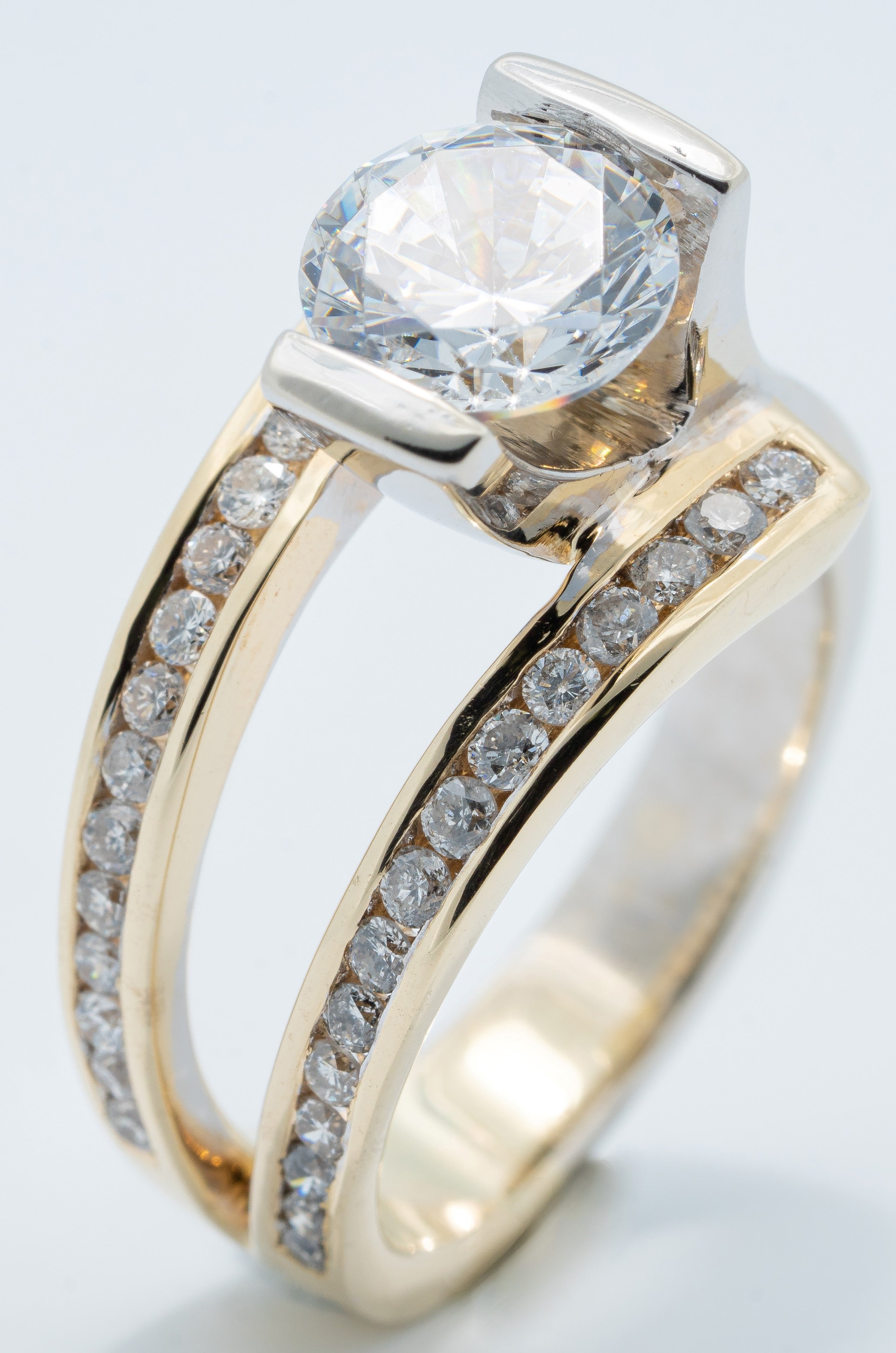 14 Karat Two-Tone Modern Channel Set Engagement Ring