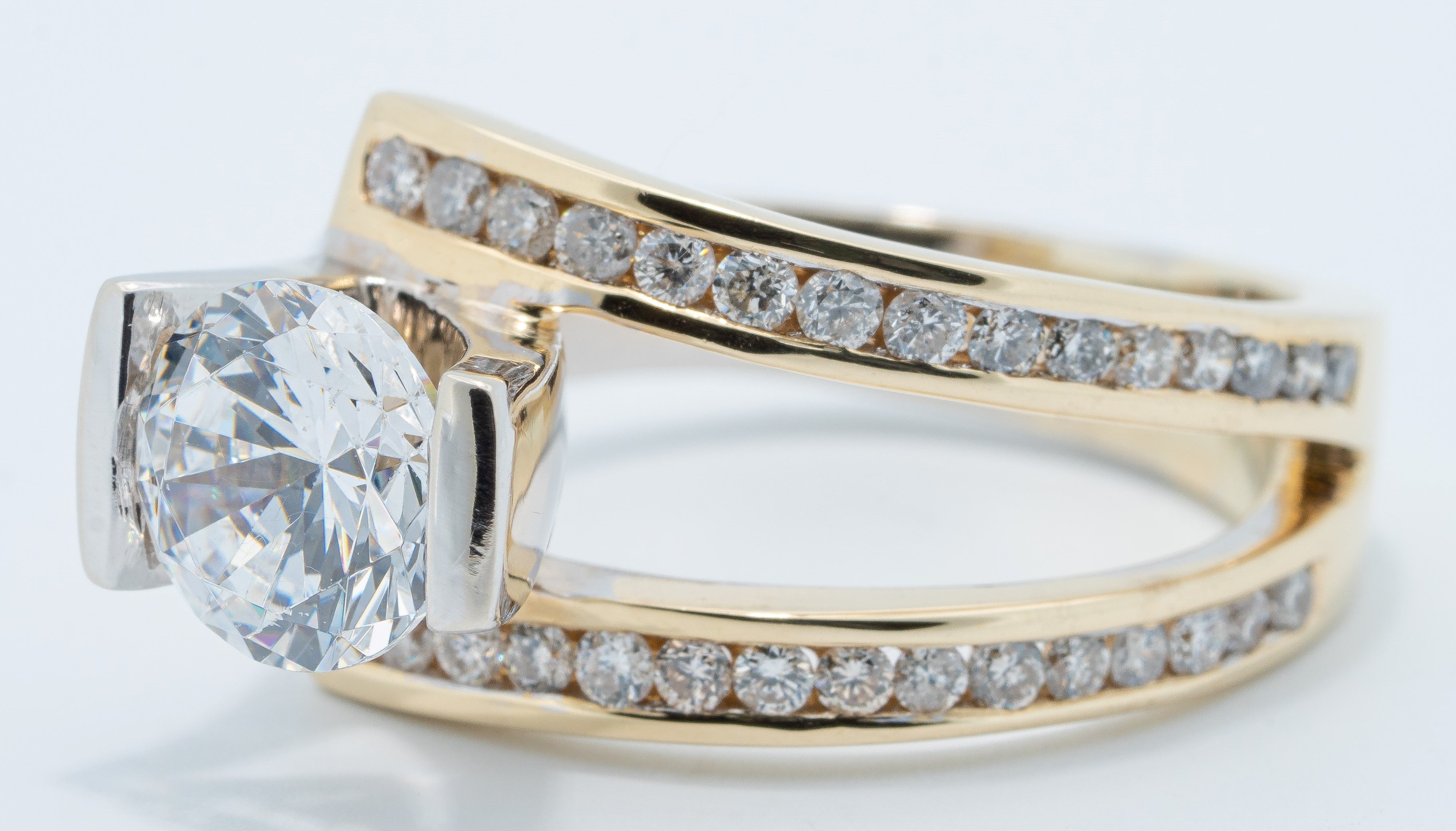 14 Karat Two-Tone Modern Channel Set Engagement Ring