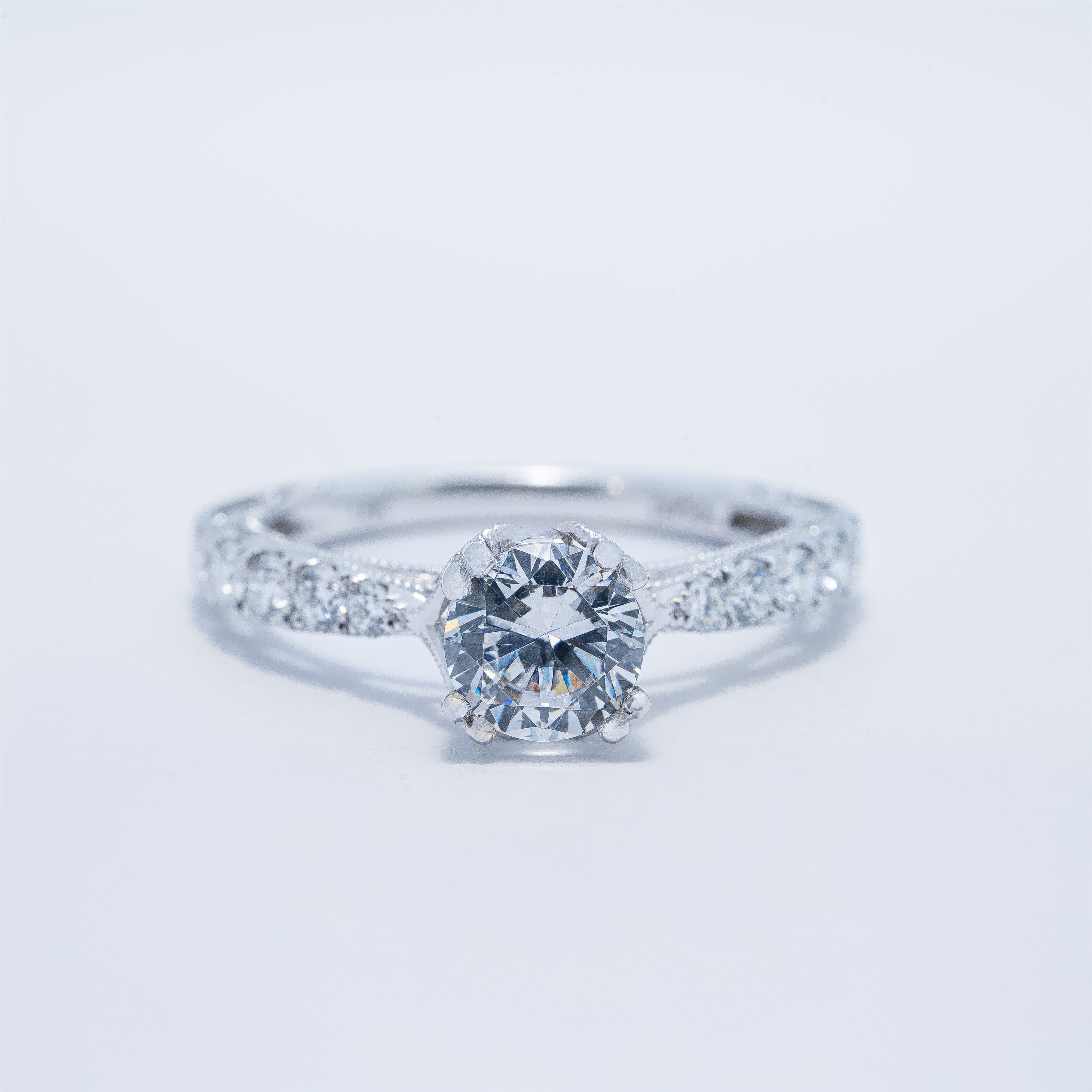 18KW Vintage Filigree Engagement Ring