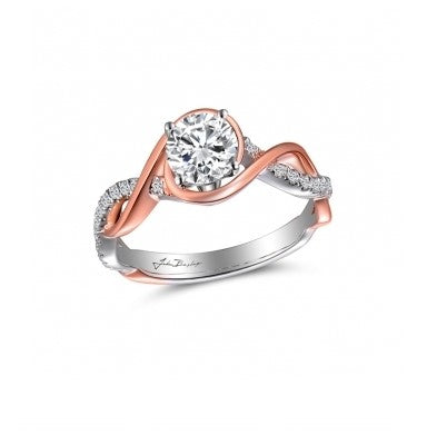 14K Two Tone Bypass Semi-Mount Engagement Ring