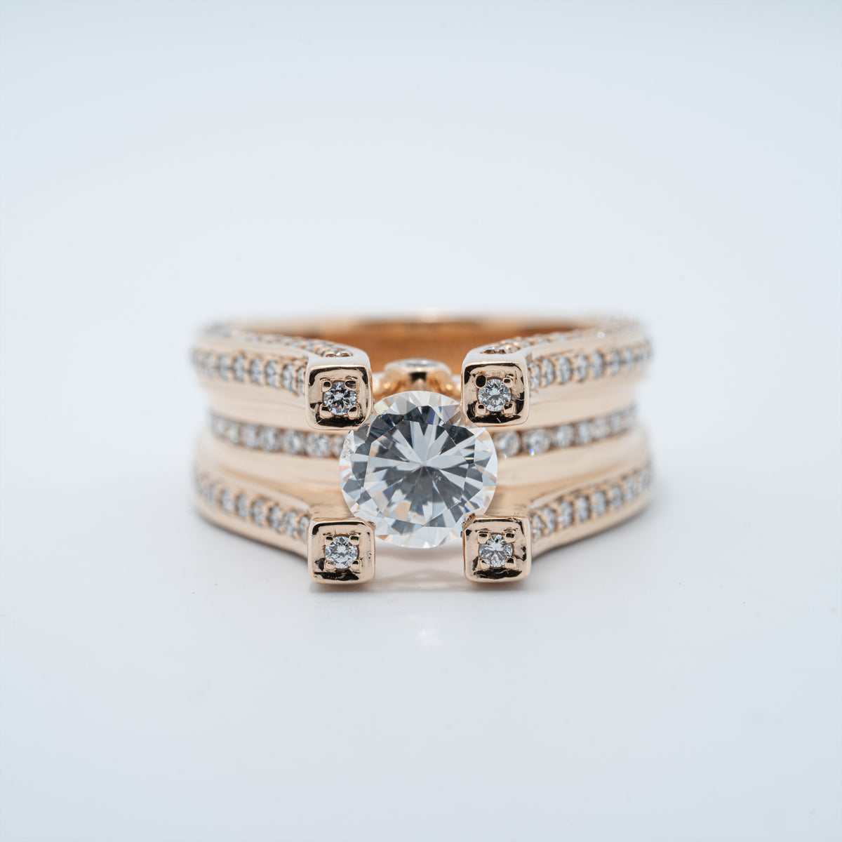 Modern Cathedral Style Engagement Ring