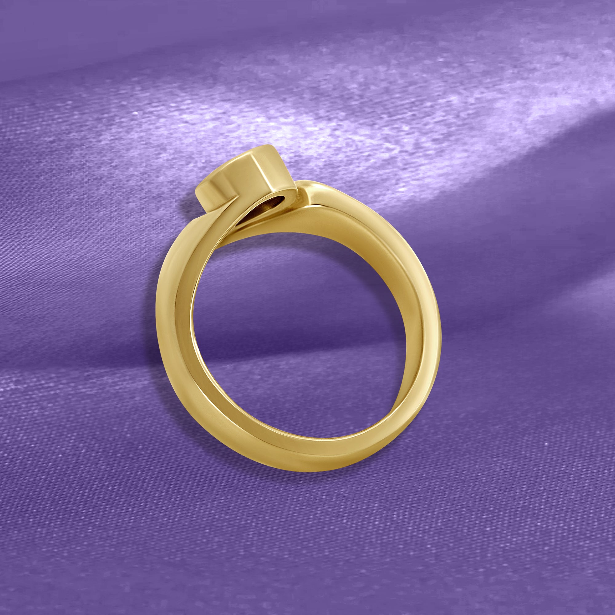 14K Swirl Bezel Solitaire Engagement Ring