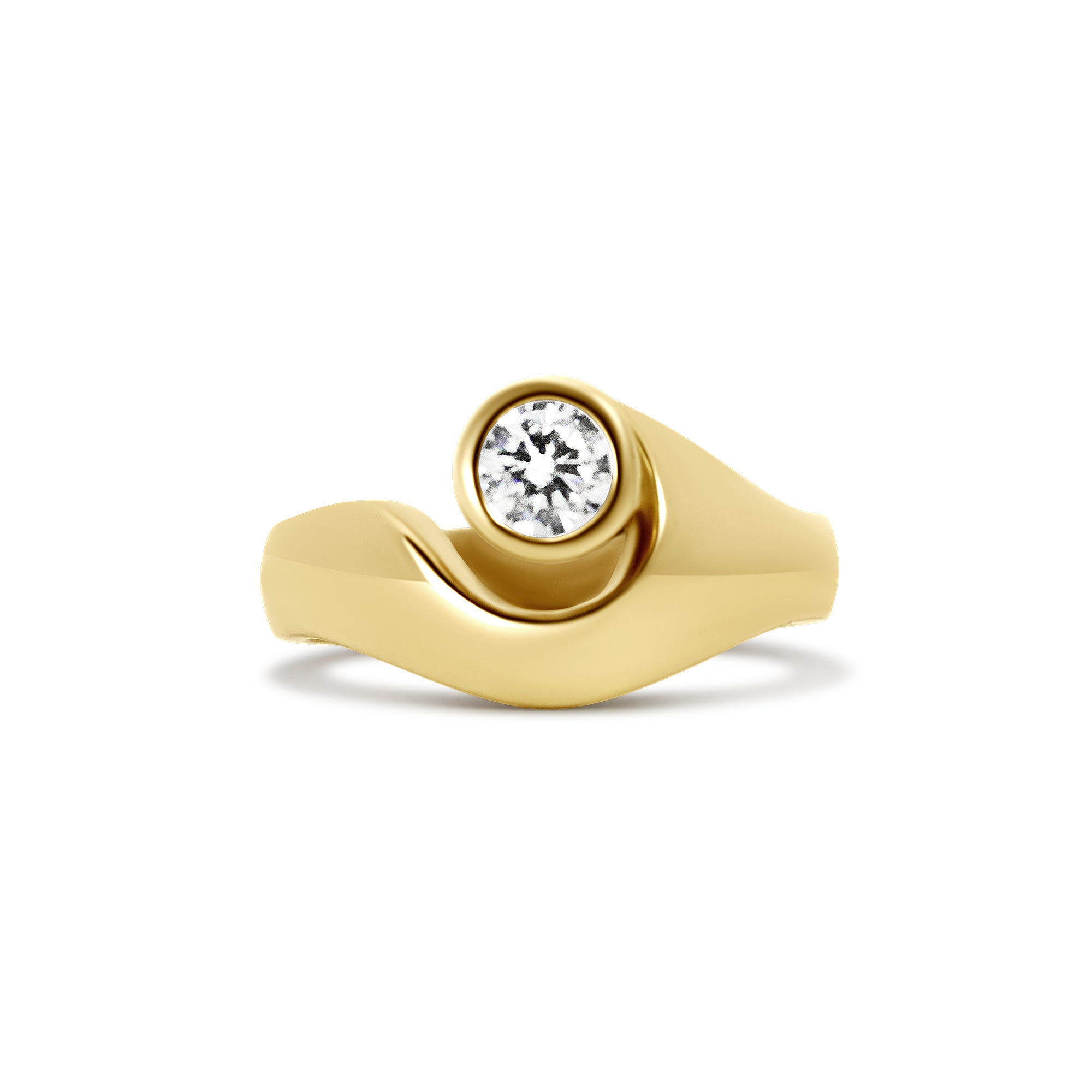 14K Swirl Bezel Solitaire Engagement Ring