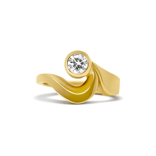 14K Free Form Bezel Solitaire Engagement Ring