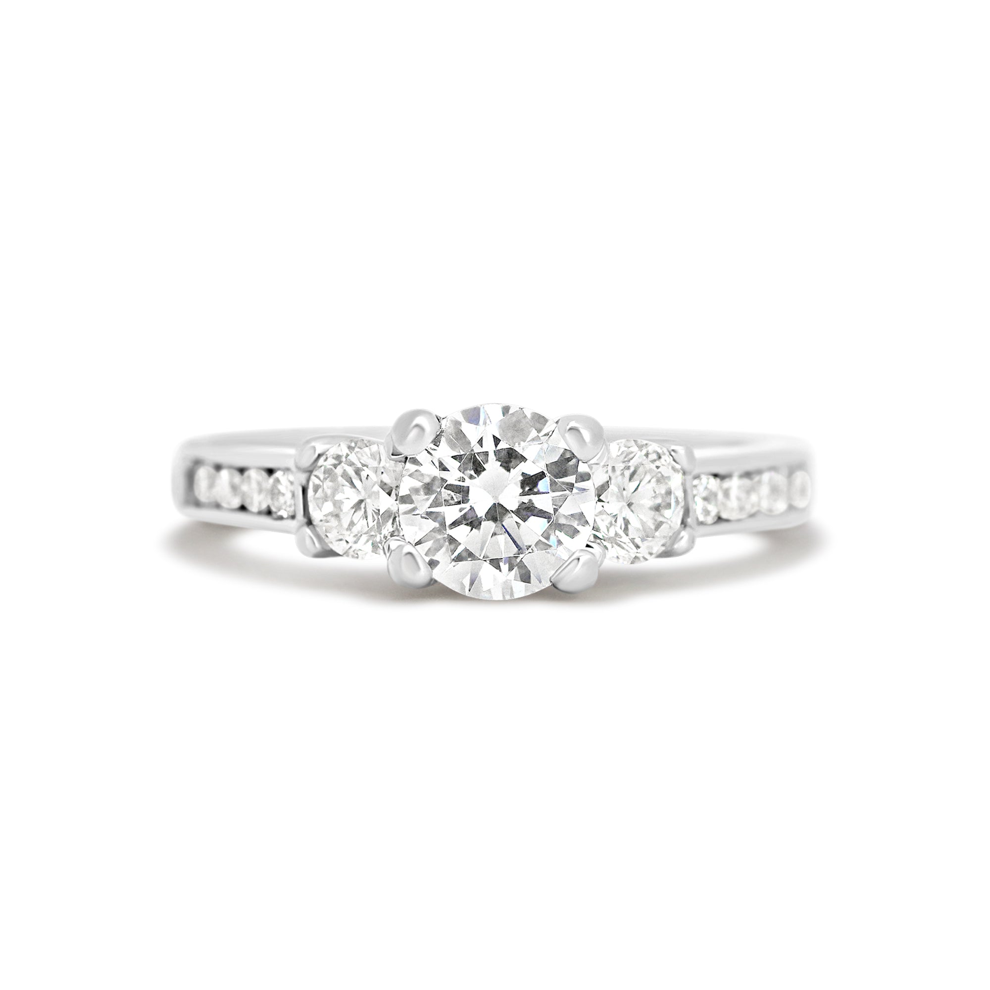 14K 3 Stone Channel Engagement Ring