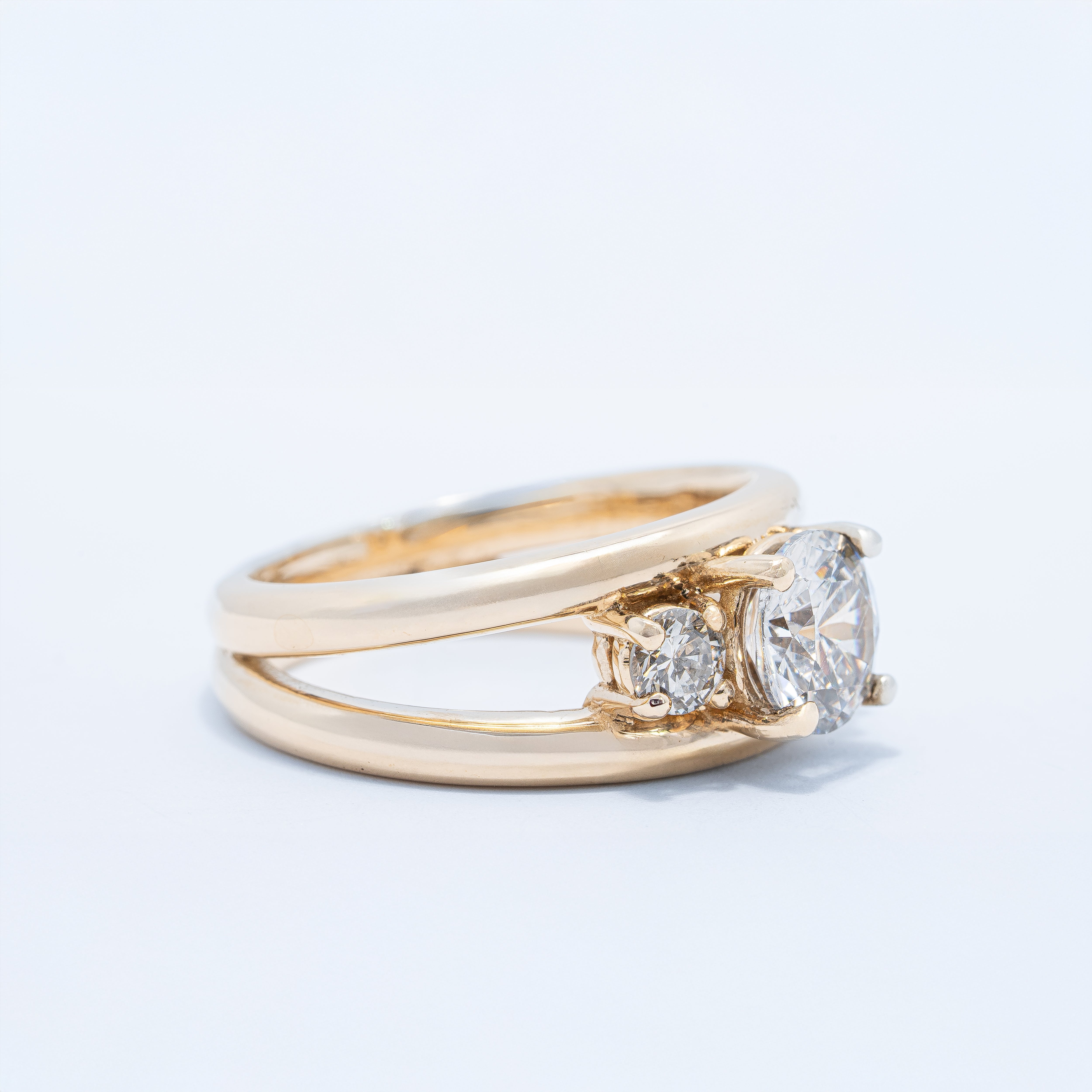 Contemporary Three Stone Engagement Ring