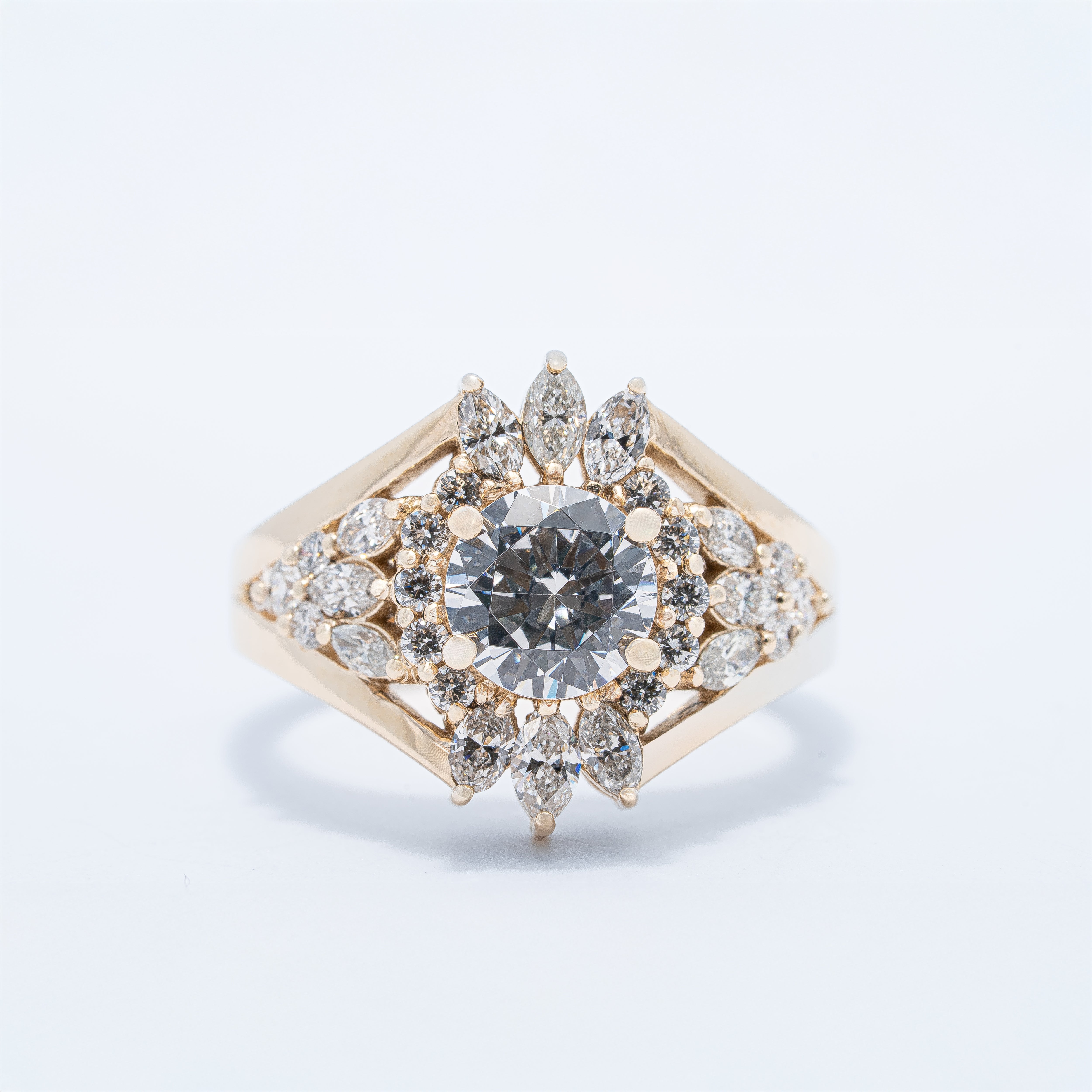 Vintage Halo Sunburst-Style Engagement Ring
