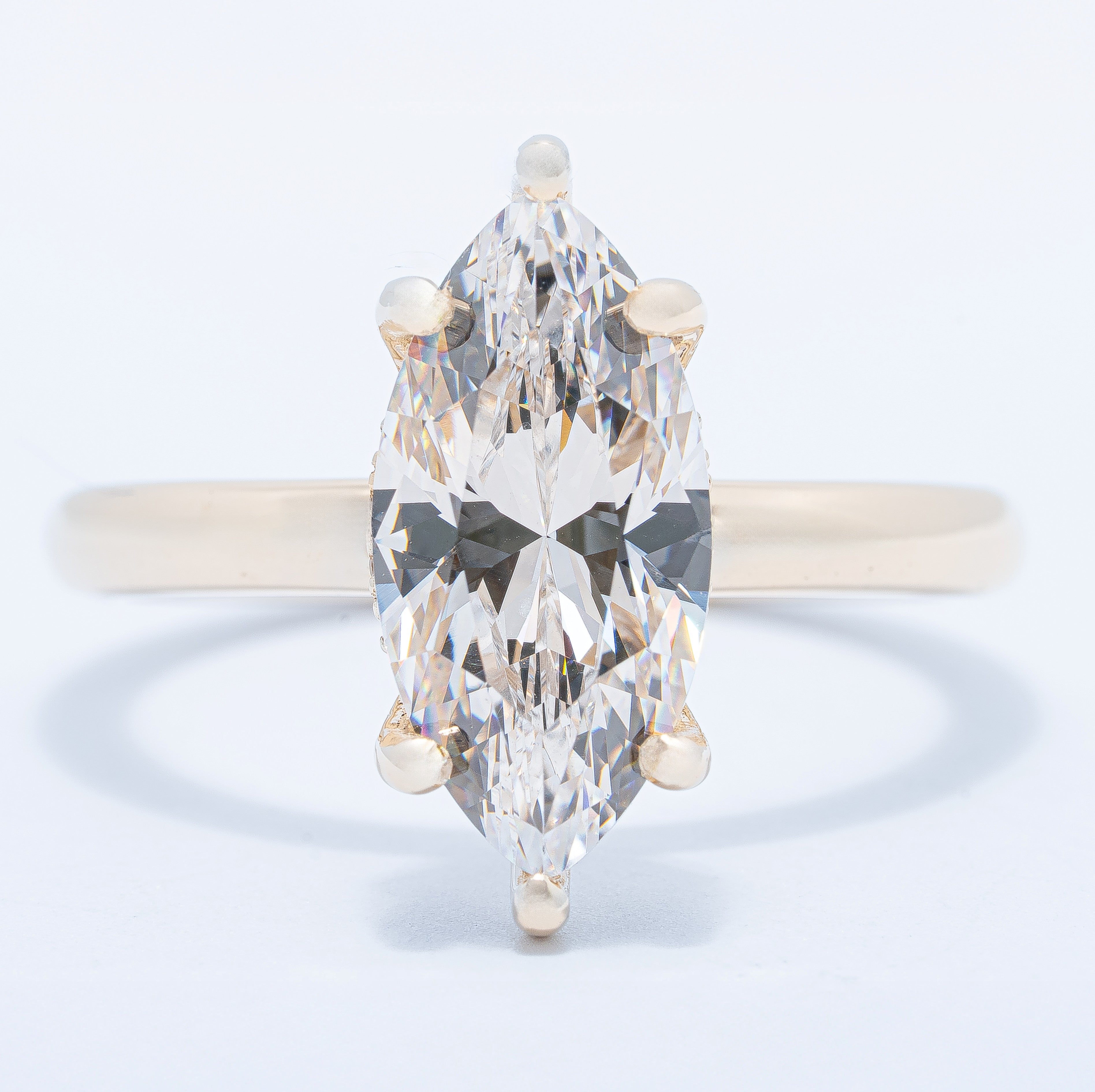Vintage Hidden Halo Marquise Engagement Ring