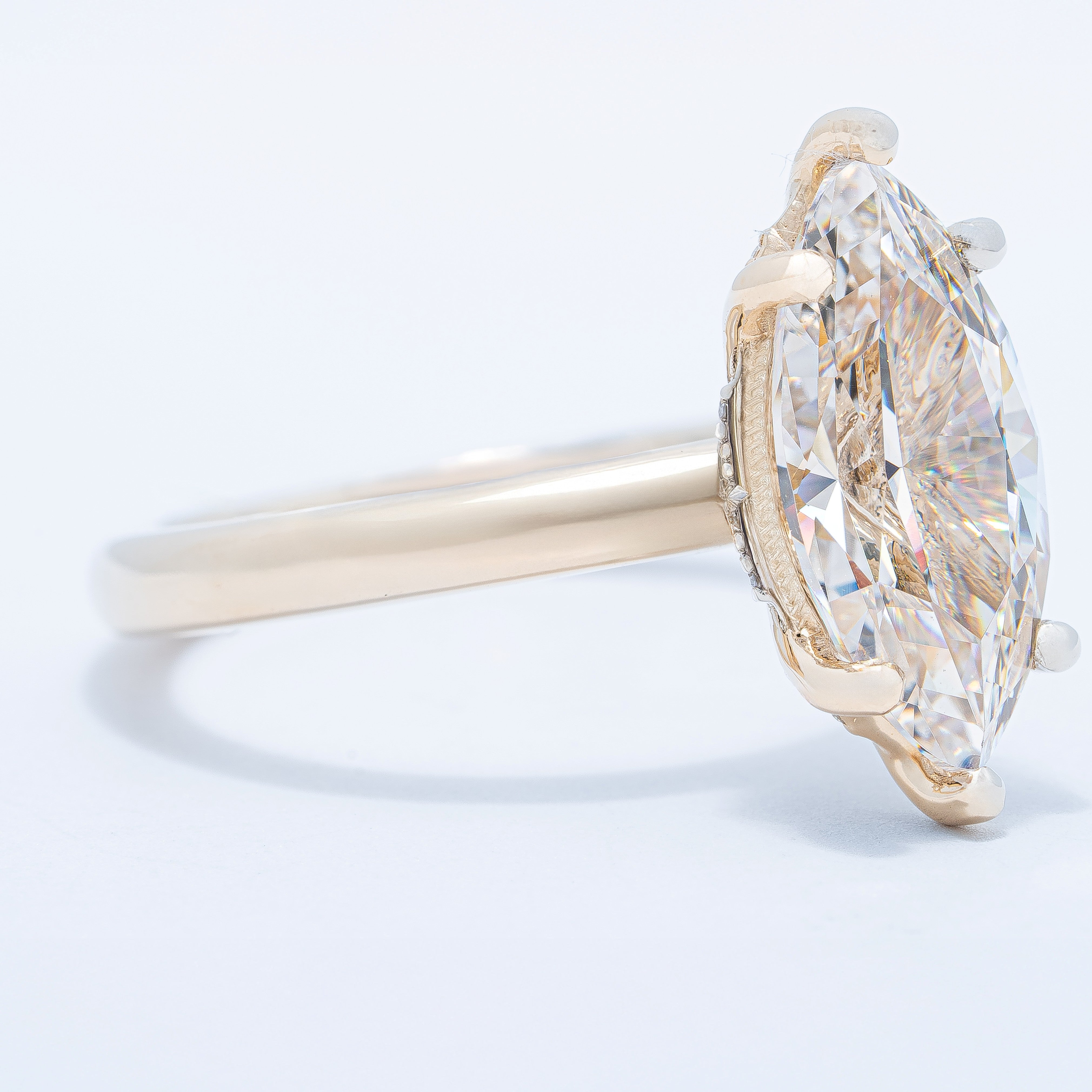 Vintage Hidden Halo Marquise Engagement Ring