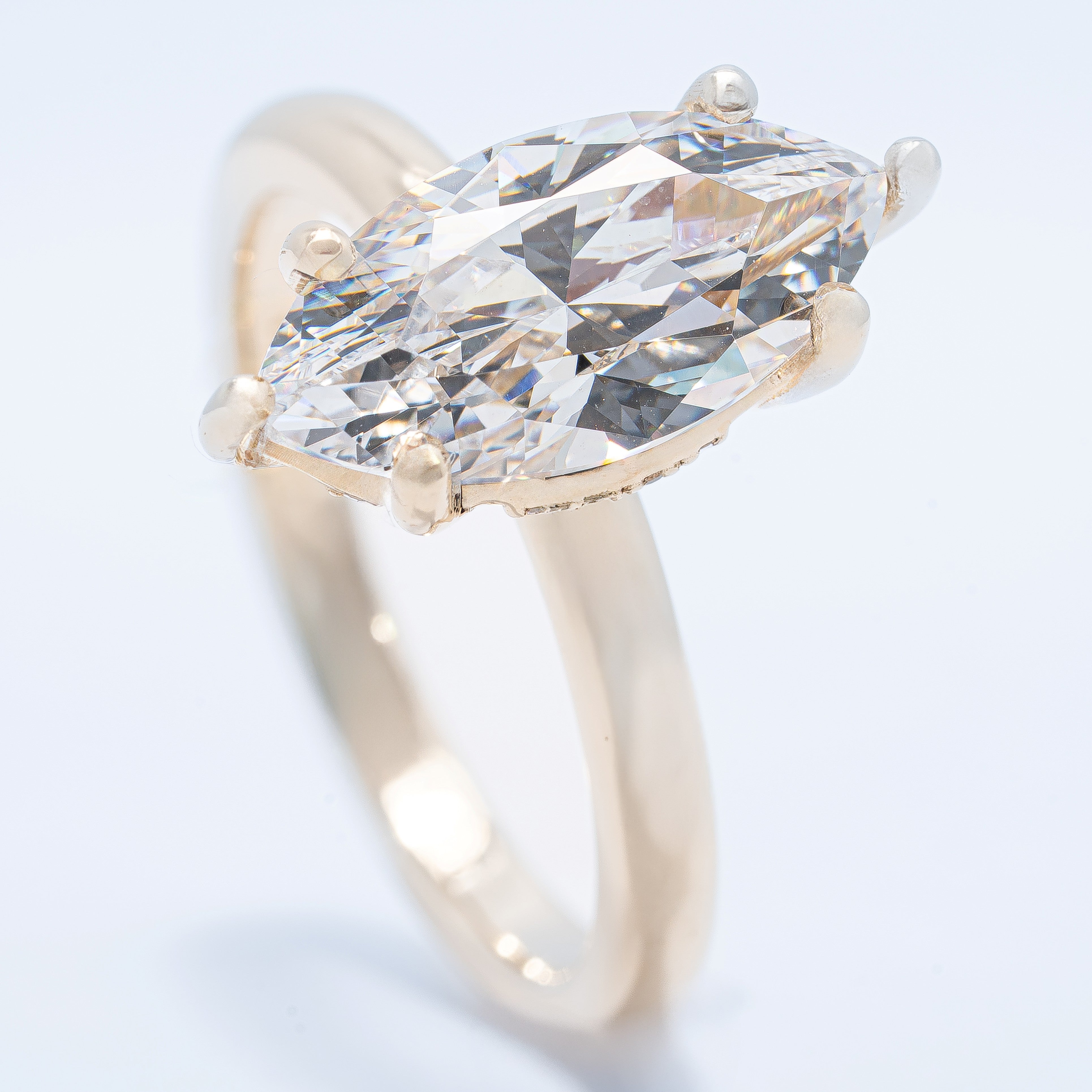 Vintage Hidden Halo Marquise Engagement Ring