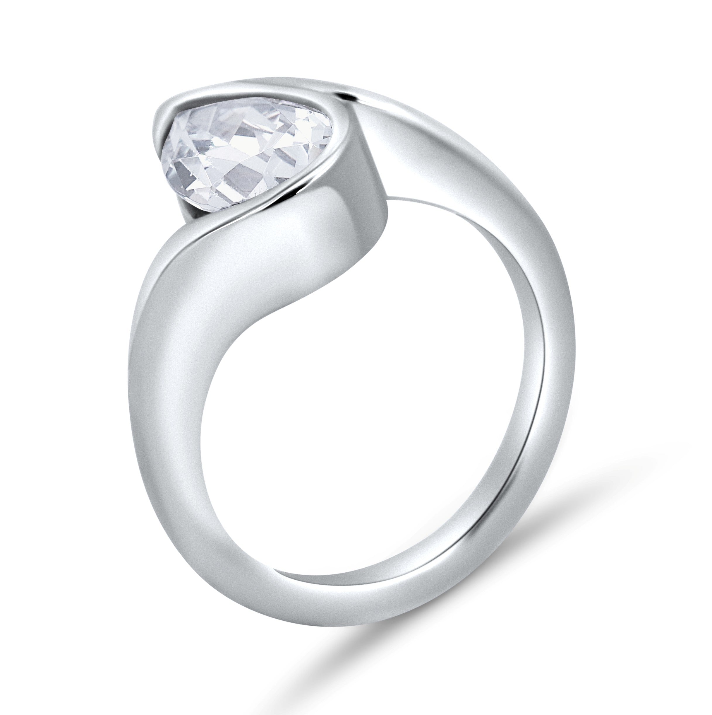Pear Shape Bypass Engagement Ring