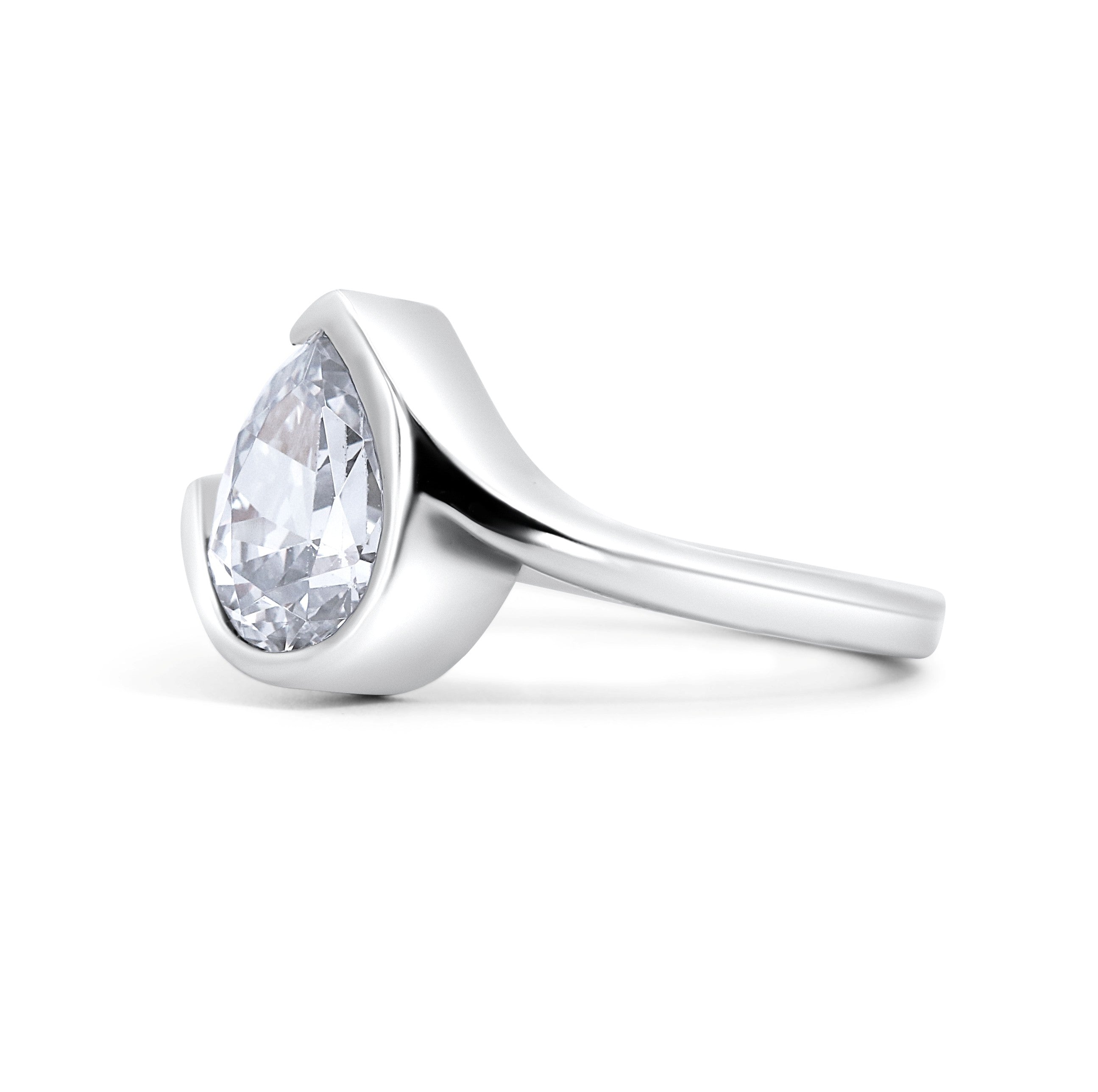 Pear Shape Bypass Engagement Ring