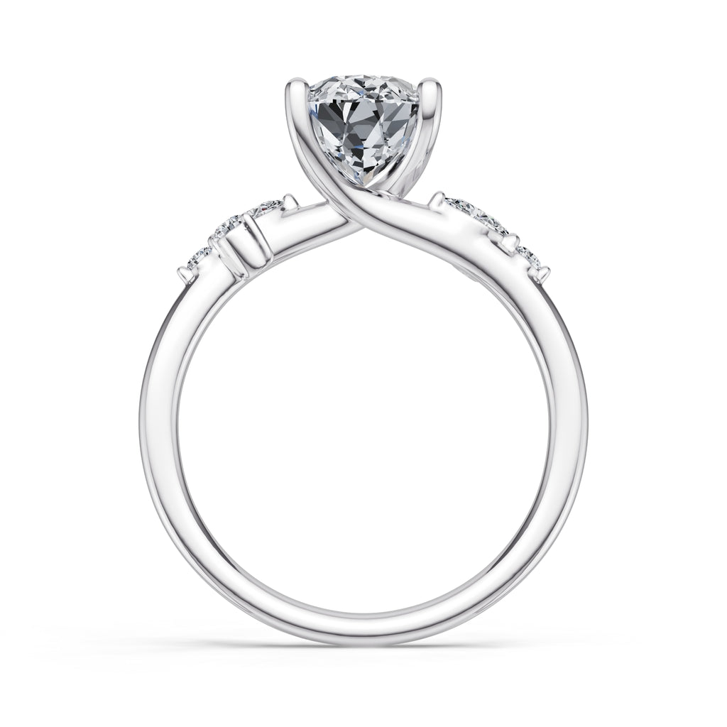 14 Karat White Gold Nature-Inspired Oval Engagement Ring | 0.18 CTW Diamond Accents