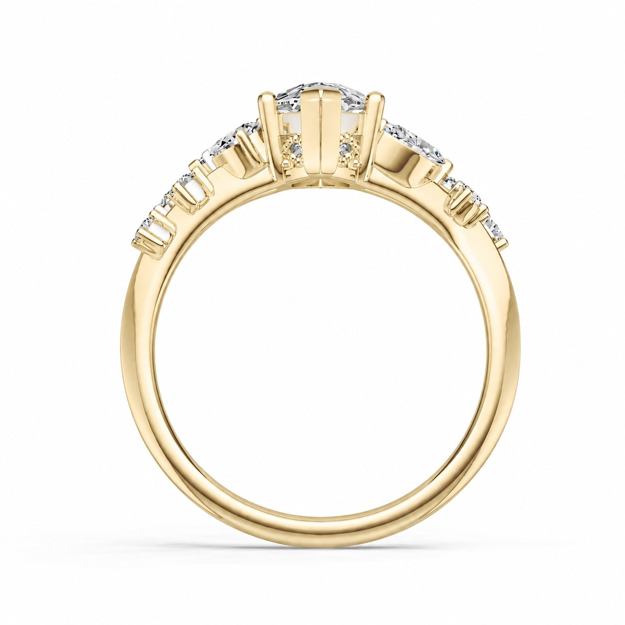Nature-Inspired 14K Yellow Gold Engagement Ring | 0.44CT Natural Diamond Accents