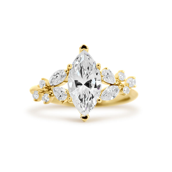 Nature-Inspired 14K Yellow Gold Engagement Ring | 0.44CT Natural Diamond Accents