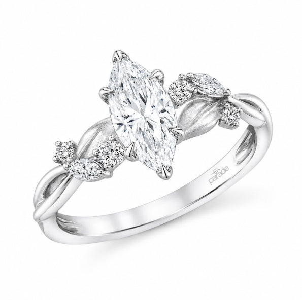 14K White Gold Nature Inspired Engagement Ring | Lyria Collection | 0.19CT Natural Diamond Accents