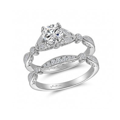 14K White Gold Vintage Style Diamond Wedding Set