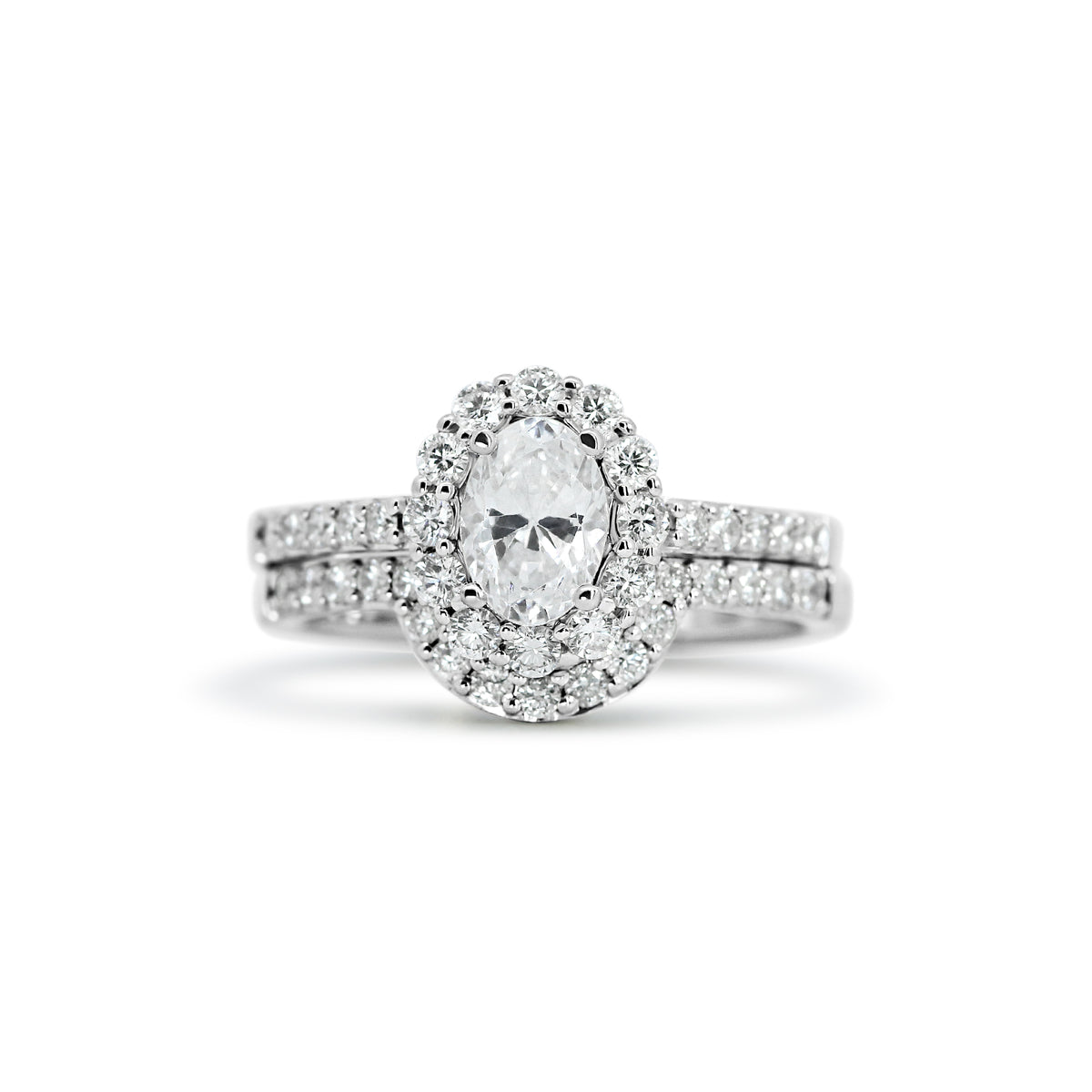 14K White Gold Halo Wedding Set with 0.63 CTW Natural Diamonds