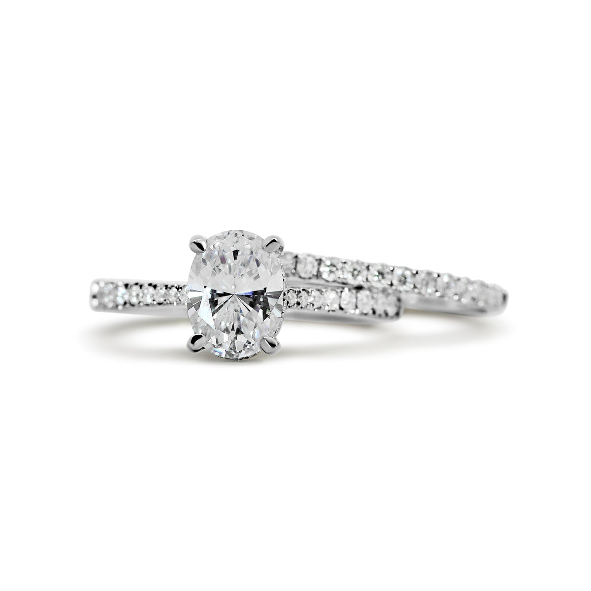 14K White Gold Hidden Halo Wedding Set with 0.44 CTW Natural Diamonds