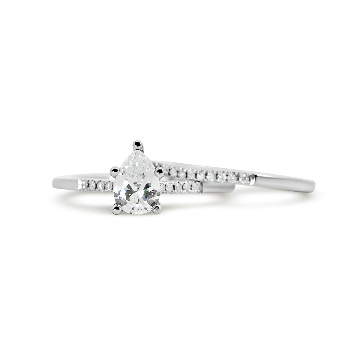 14K White Gold Wedding Set with 0.11 CTW Natural Diamonds