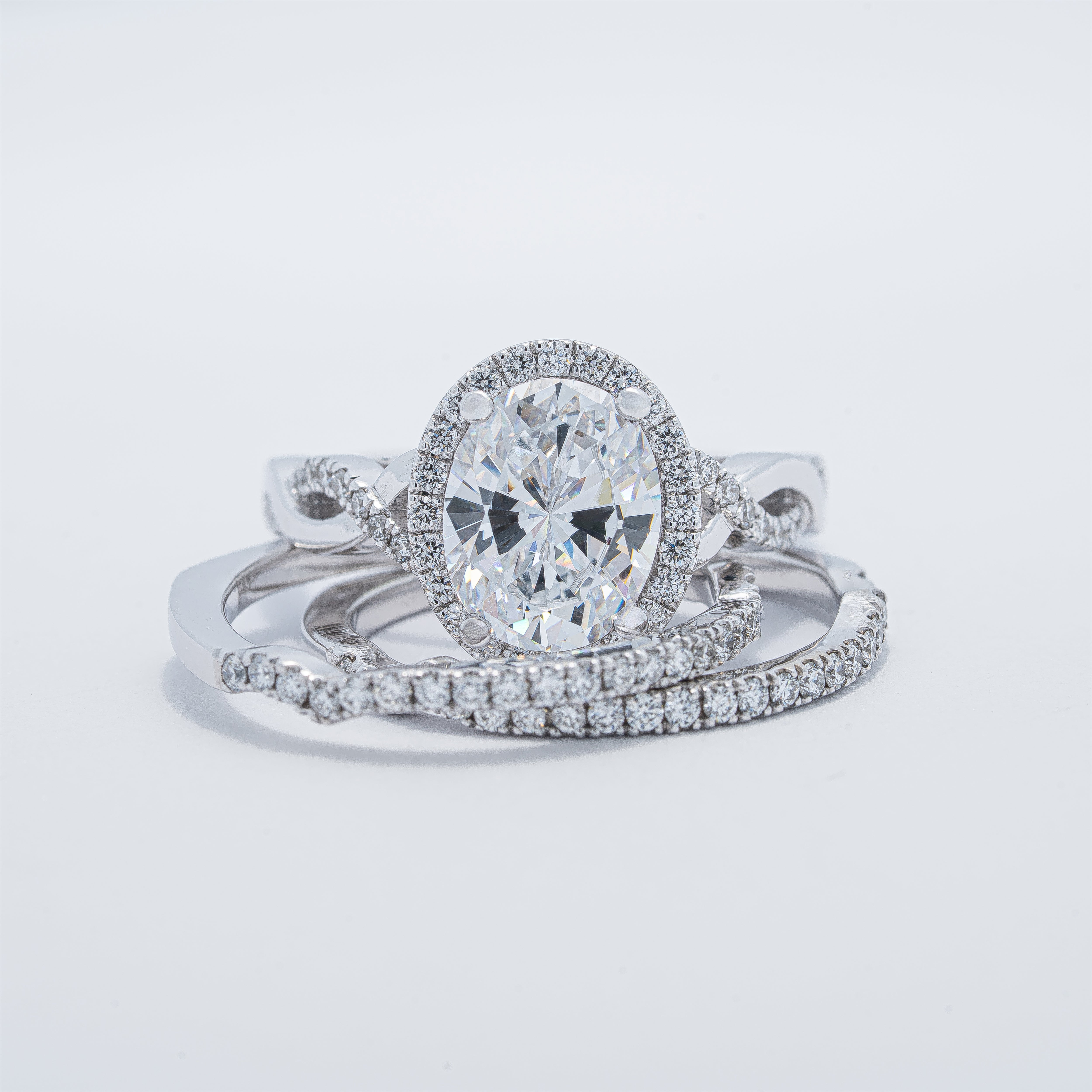 Three Piece Halo Wedding Set