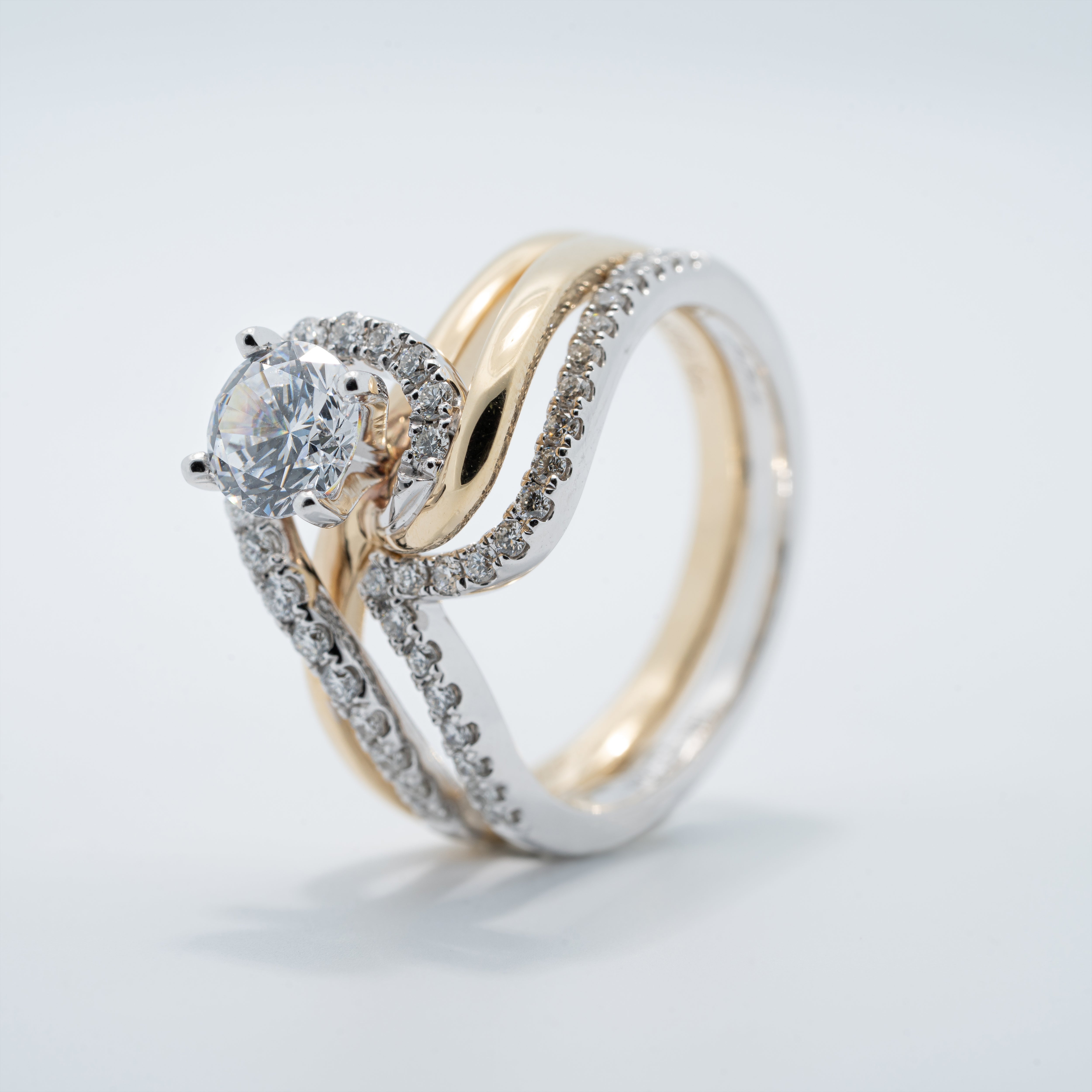 Free Form Swirl Two-Tone Wedding Set