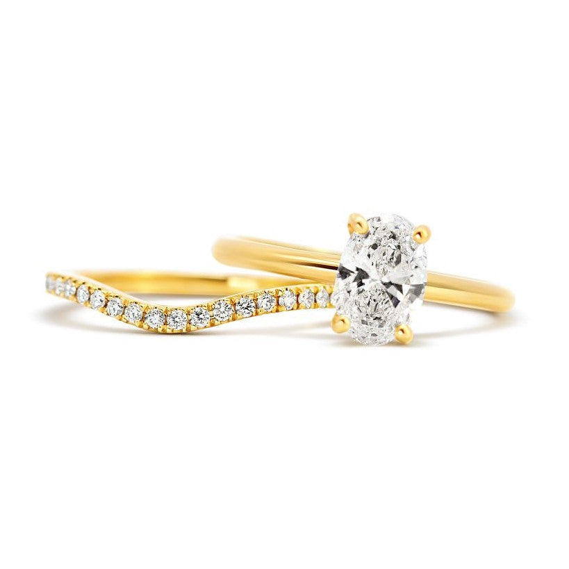 14K Yellow Gold Oval Lab-Grown Diamond Wedding Set