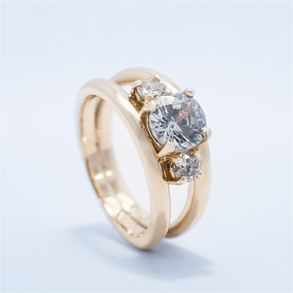 Contemporary Three Stone Engagement Ring