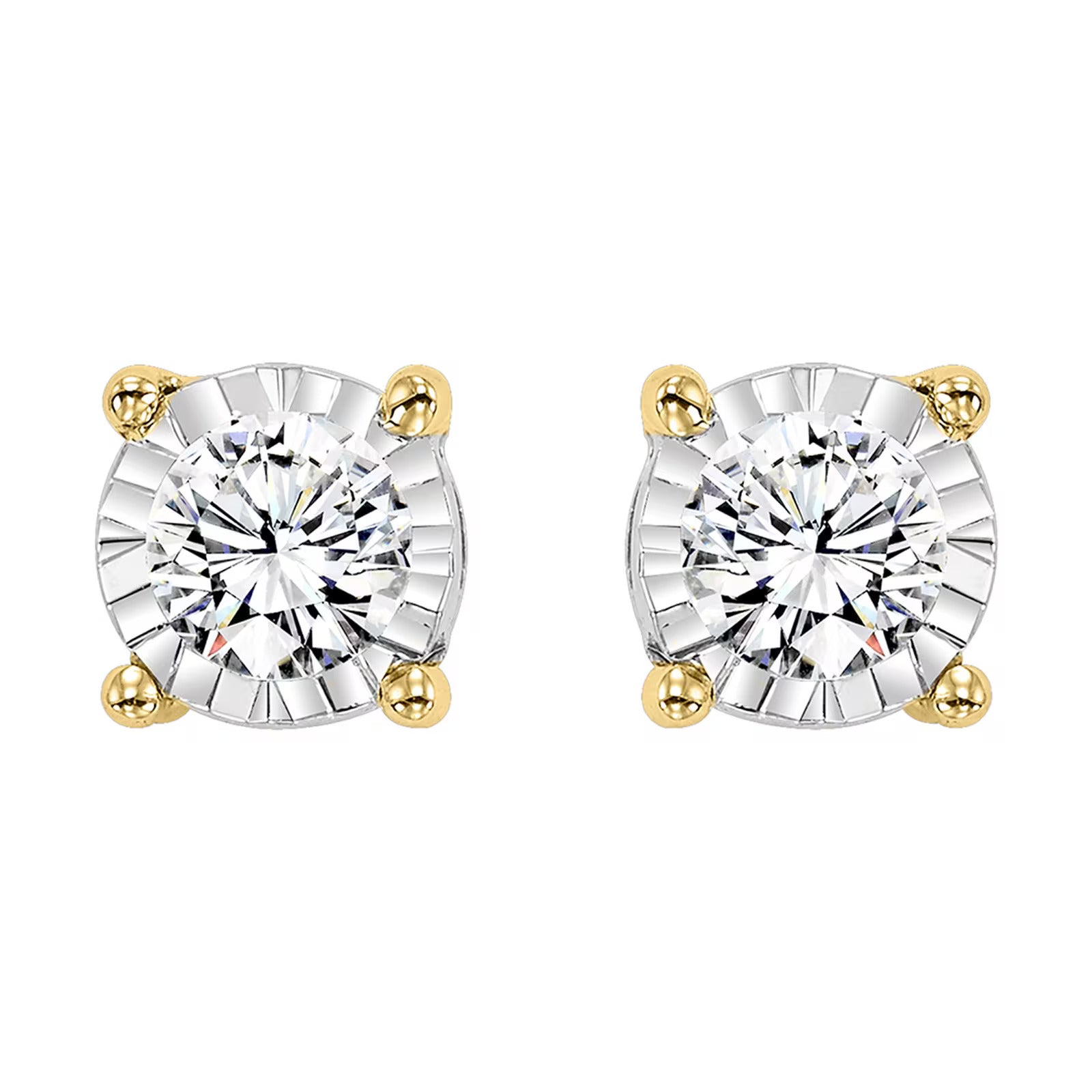 14K Yellow Gold Illusion-Set Diamond Earrings with 1/2 Carat Natural Diamonds