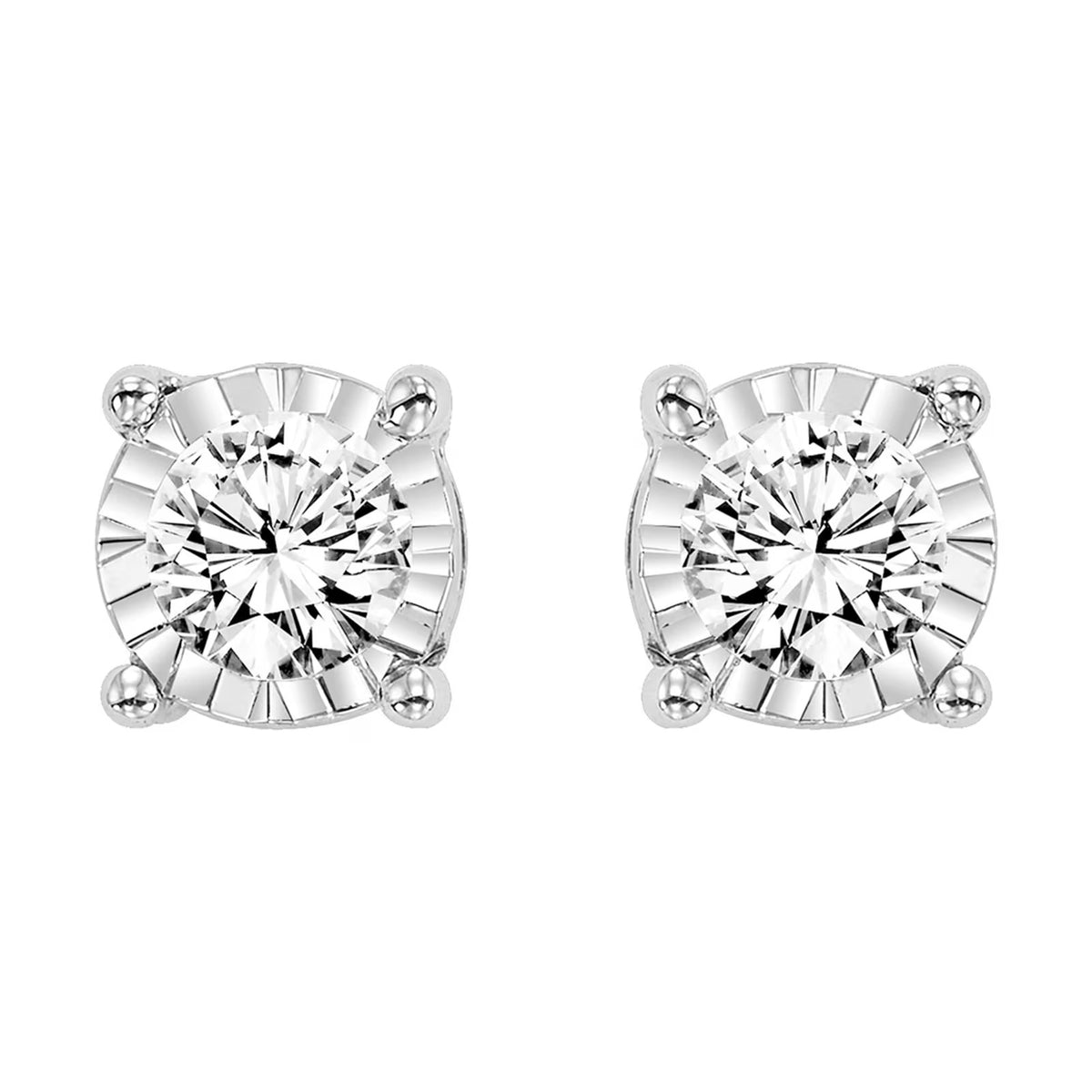 14K White Gold Illusion-Set Natural Diamond Earrings – 1.00 Carat Total Weight