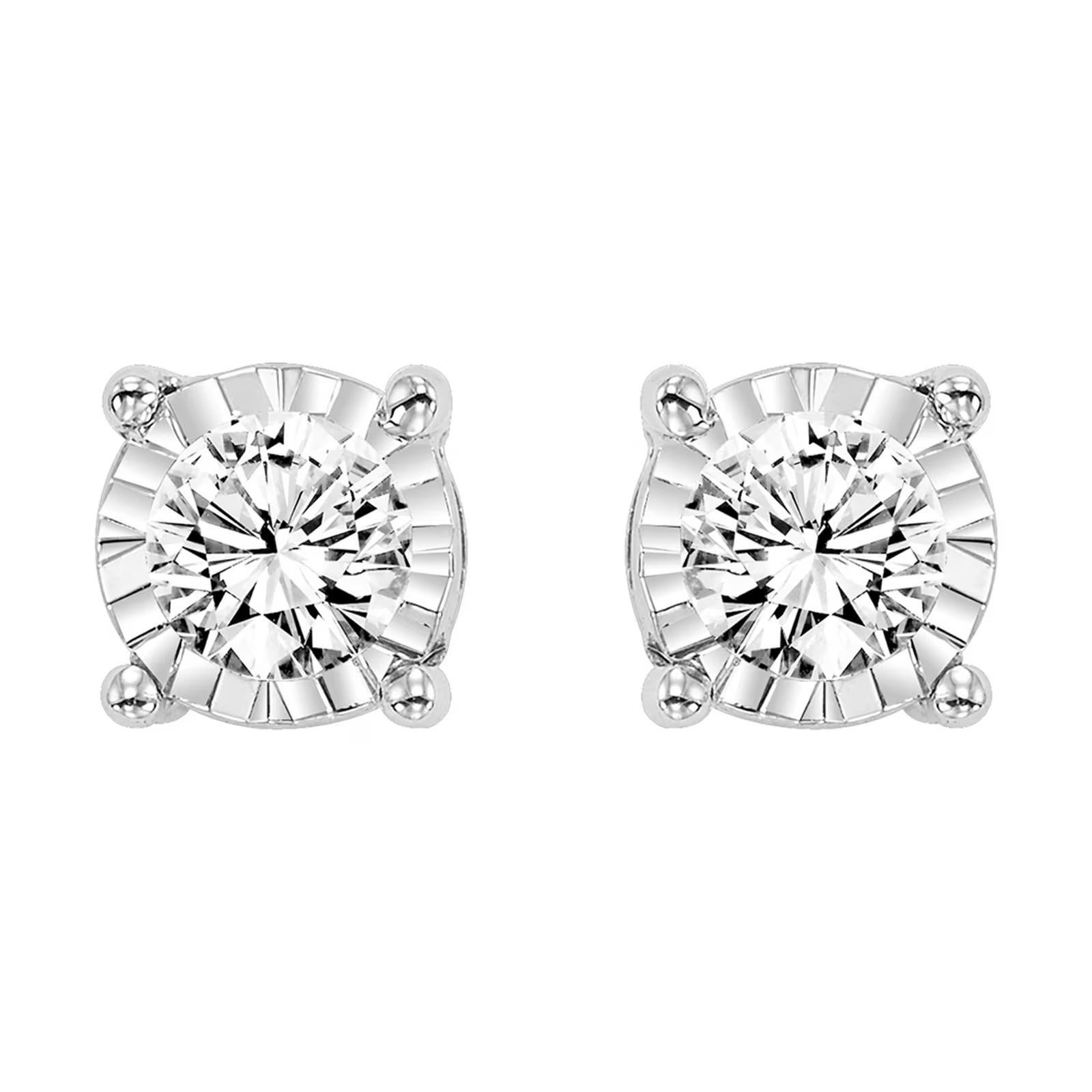 14K White Gold Illusion-Set Natural Diamond Earrings – 1/4 Carat Total Weight