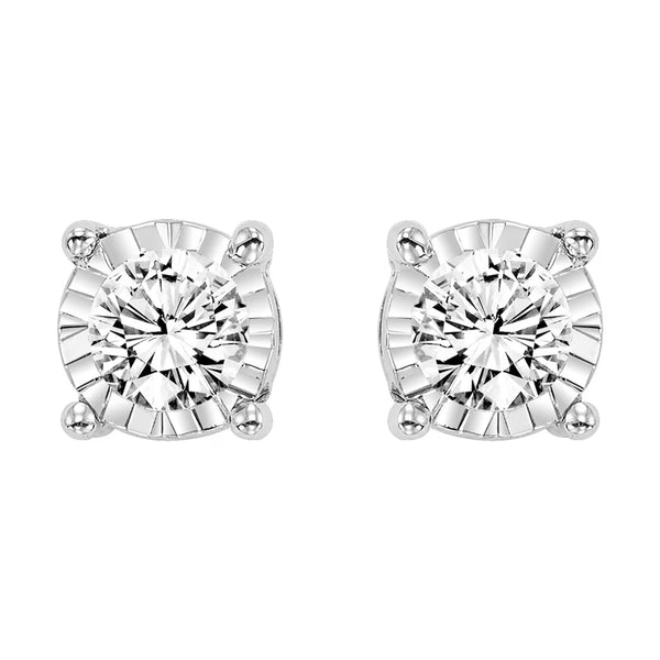 14K White Gold Illusion-Set Natural Diamond Earrings – 1/4 Carat Total Weight