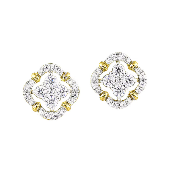 14K Yellow Gold Cluster Diamond Fashion Earrings – 0.50 CTW