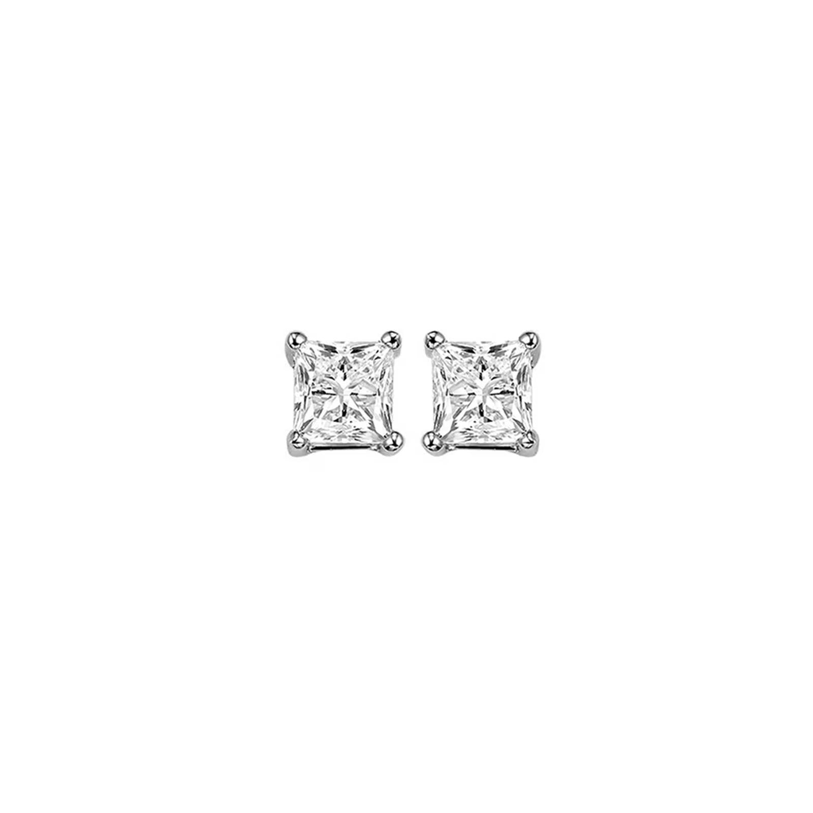 14K White Gold Princess Cut Diamond Earrings – 0.25 CTW