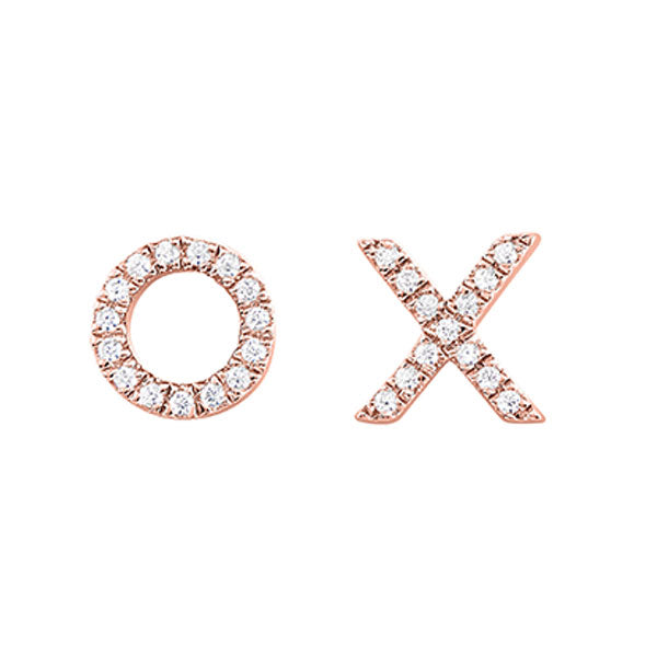 10K Rose Gold "XO" Diamond Stud Earrings
