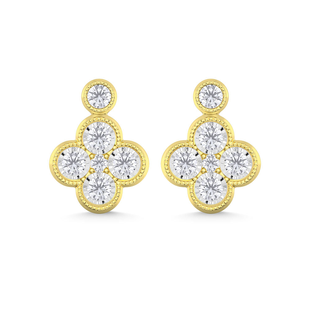 10K Yellow Gold Floral-Inspired Lab-Grown Diamond Earrings