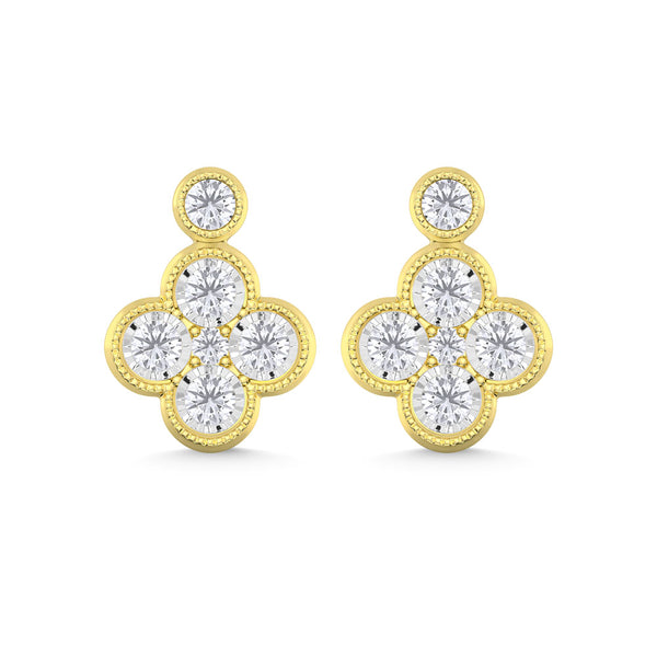 10K Yellow Gold Floral-Inspired Lab-Grown Diamond Earrings
