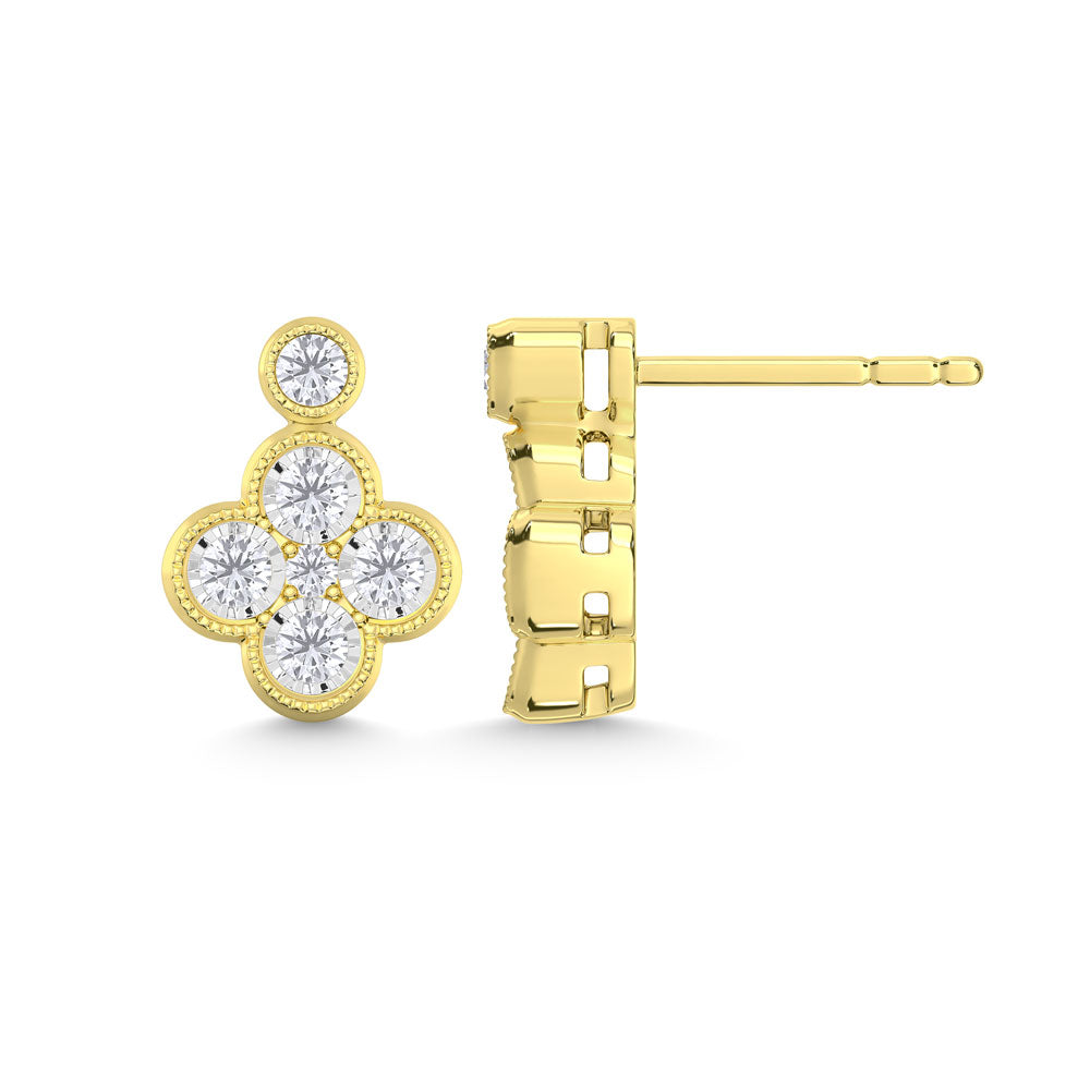 10K Yellow Gold Floral-Inspired Lab-Grown Diamond Earrings